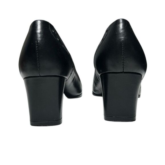 Vintage Leather Black Heels Studio Roma Block Heel Closed Toe Heels Size 8.5 - Picture 5 of 12